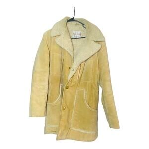 Royal Knight Corduroy Sherpa Lined Jacket Coat Mens Size 40L Cream Long Sleeve
